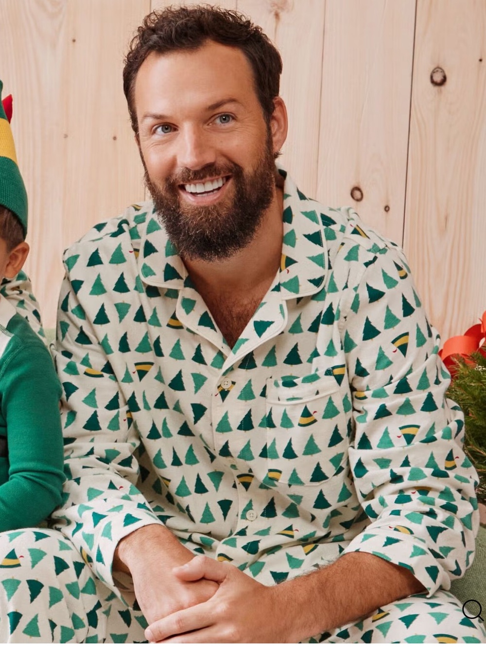 Hanna Andersson Men or women’s Elf Holiday Tree Pajama Set - Green/White